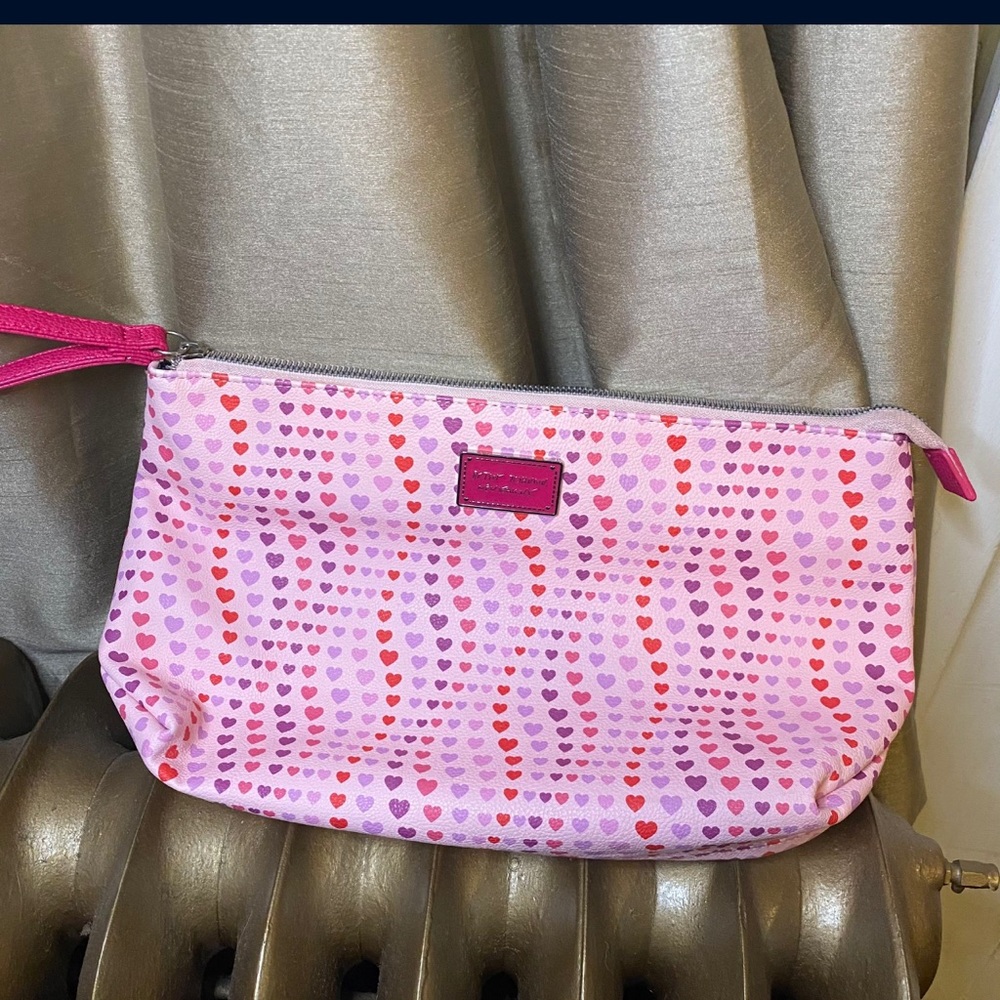 Pinks and Purple Heart Betsy Johnson Cosmetic Bag